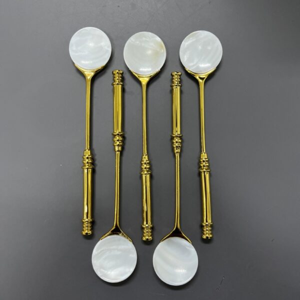 Modular Mother of Pearl With Metal Handle - 14cm Golden Round Shaped - Image 3